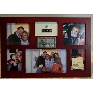 Vintage Burnes Collage 6 Picture Frame w Pewter Home Medallion 12 x 8"  Rare
